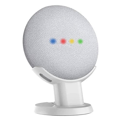 Image of Gelink Google Home Mini Pedestal, Desk Stand for Nest Mini (2nd gen), Improves Sound Reception and Appearance - Portable Desktop Table Stand Holder for Your Smart Home Voice Assistants (White)
