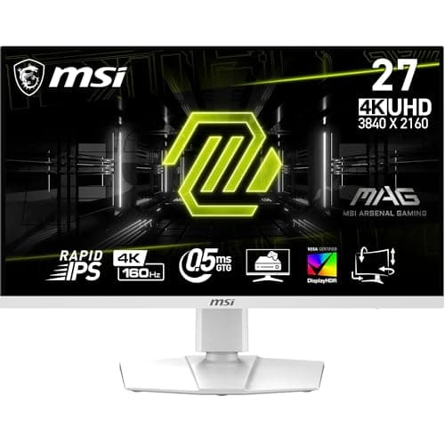 Image of MSI MAG 274URFW 27 Inch UHD Gaming Monitor - 3840 x 2160 Rapid IPS Panel, 160 Hz - 05ms (GtG, Min), 133percentage sRGB Colour Gamut, Frameless Design, VESA DisplayHDR 400