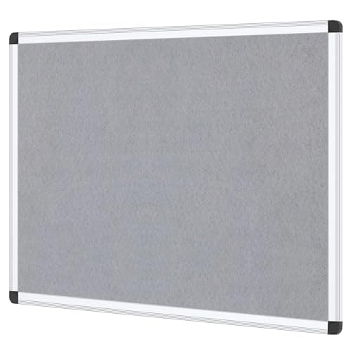 Image of VIZ-PRO Notice Board Felt Grey, Silver Aluminium Frame, 120 X 90 cm