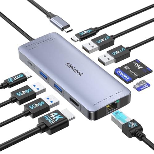 Image of USB C Hub Multiport Adapter, Melelink 10 IN 1 USBC Hub Ethernet Docking Station 4K HDMI, USB-C, 100W PD, 4 USB Ports, SD/TF, Lan RJ45, Type C Dock for Macbook, Dell, HP, Lenovo More Laptop Dock