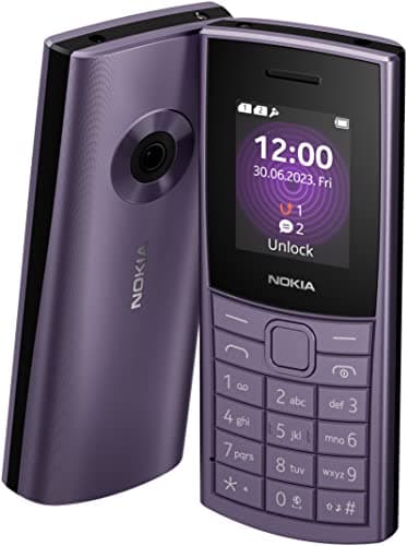 Image of Nokia 110 4G Feature Phone With Camera, Bluetooth, FM radio, MP3 player, MicroSD, Long-Lasting Battery, and Pre-loaded Games, Dual Sim - Purple