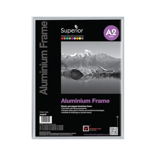 Image of SECO A2 Brushed Aluminium Picture Frame | Silver | Perspex Safety Glass | Photo, Certificate & Artwork Display | Home & Office Decor