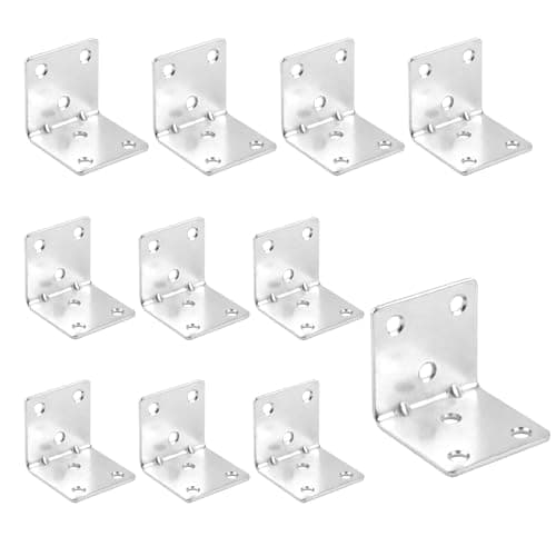 Image of Angle Brackets, 10pcs L Brackets, 40 x 40 x 40mm Corner Brackets for Wood, Metal 90 Degree Bracket for Fixing and Repairing Furniture, Shelves, Windows, Cabinets
