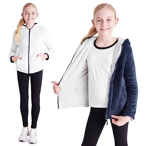 Image of CityComfort Kids Hoodie Fleece, Zip Up Fluffy Hoodie for Boys and Girls, Reversible Kids Fleece Jacket (Navy, 11-12 Years)