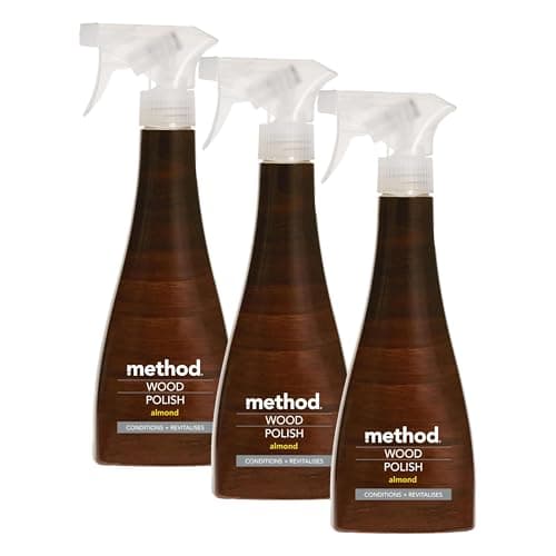 Image of Method Wood Polish Spray, Wood Cleaner with Moisturising Oil, Gently Cleans and Shines, Almond Natural Scent, Pack of 3, 354ml