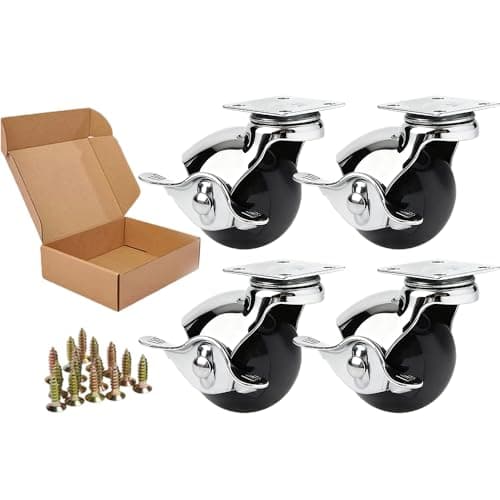 Image of ENYKE 2" Ball Caster Wheels with Side Locking, Vintage Wheels for Furniture 360LBS, Chrome-Plated Silver Swivel Casters Set of 4 for Coffee Table, Ottoman, 16 Screws Included