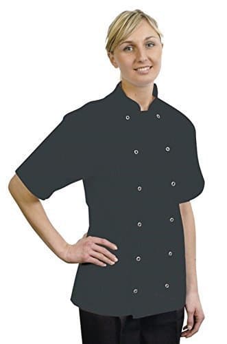 Image of BonChef Adults Chefs Jacket Workwear Chefs Uniform Danny Short Sleeve Chefs Jacket (XS, Black)