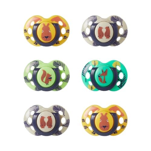 Image of Tommee Tippee Fun Soothers, 18-36m, 6 Pack, Symmetrical Silicone Teat, Orthodontic Design, BPA-Free Dummy, Breathable Air Holes
