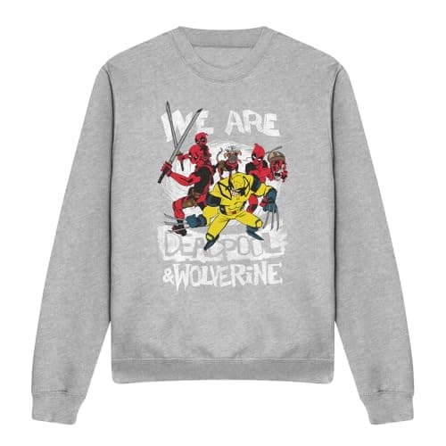 Image of Cotton Soul Marvel Sketchbook We Are Deadpool And Wolverine Unisex Sweatshirt, Athletic Heather, Large