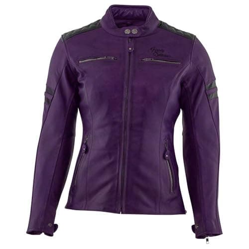 Image of Rusty Stitches Joyce Women's Motorcycle Leather Jacket (Purple/Black, 36)