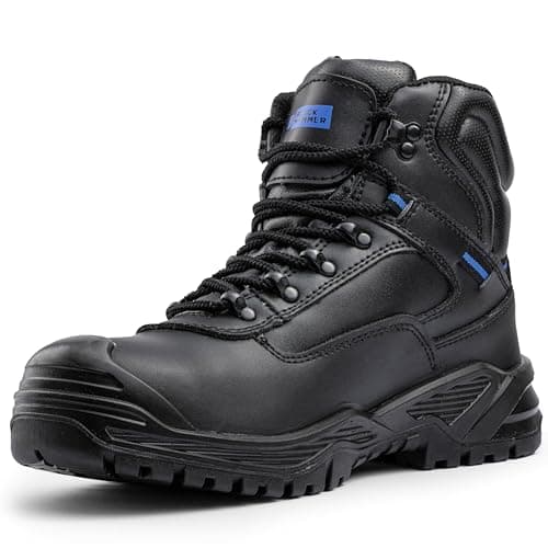 Image of Black Hammer Mens Work Boots Lightweight - Steel Toe Safety Shoes with Non-Slip Outsoles, Comfort for Any Job 6600 (8 UK, Black)