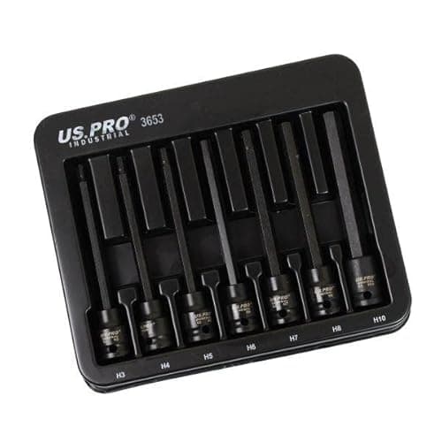 Image of US PRO Industrial 7pc 3/8" DR Extra Long Impact Hex Bit Socket Set H3 - H10 3653