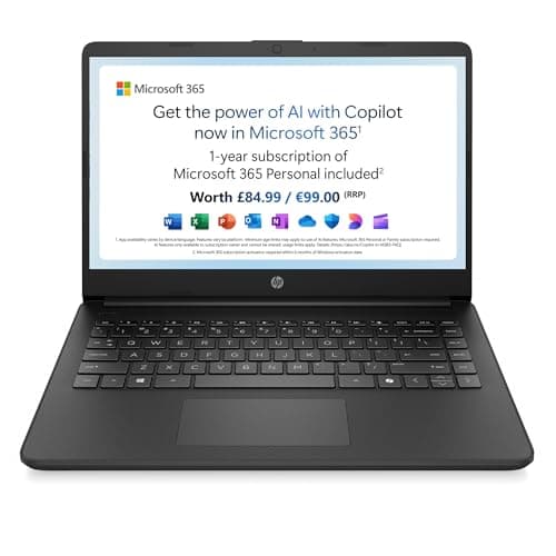 Image of HP 14s-dq3001na Intel Celeron N4500 Dual-Core 4GB RAM 64GB eMMC 14" HD LCD Windows 11 Home S Laptop USB-C HDMI WiFi 6 Lightweight - Black - BM2T8EA#ABU