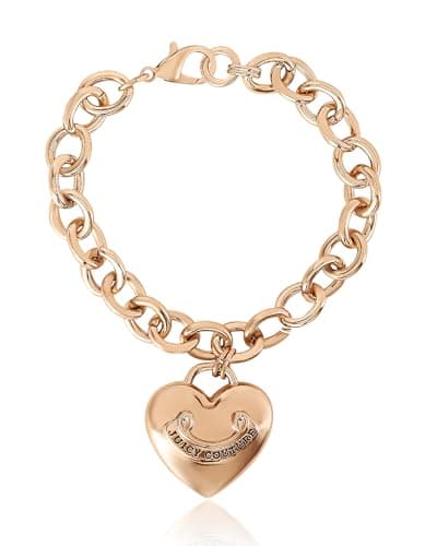 Image of Juicy Couture Bracelet 7-7.5", Goldtone Heart Charm and Toggle Bracelets for Women, Juicy Jewelry, 5 UK, Metal, no gemstone
