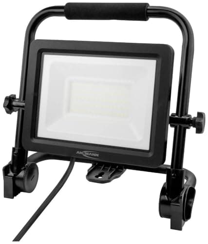 Image of ANSMANN LED Construction Spotlight, Wired and Contact Protection Plug, Heavy Duty and Super Bright Up to 5400 Lumens, Work Light Bulb with True Color Reproduction