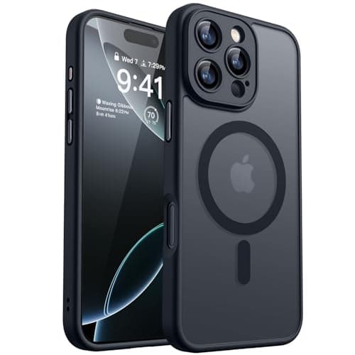 Image of CANSHN Magnetic for iPhone 16 Pro Case, Upgraded [Full Camera Protection] [Compatible with Magsafe] [Translucent Matte] Shockproof Protective Phone Case for iPhone 16 Pro 6.3" - Black