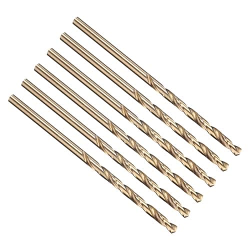 Image of PATIKIL 3.2mm Drill Bit 1/8", M35 Cobalt 5% High-Speed Steel Jobber Straight Shank 135° Gold Finish for Stainless Steel Hard Metal - 6 Pack