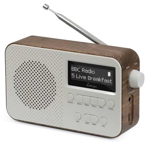 Image of LEMEGA PR2 Max DAB/DAB+ Digital Radio with Bluetooth – Portable FM Radio with 10hr Battery Play, Mains Power, Dual Alarm Clock, Large Clear LED Display, 40 Presets & Headphone Jack (Walnut)