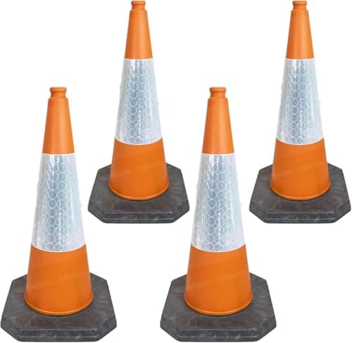 Image of Street Solutions UK - 4 x 750mm Orange Road Traffic Cones - Self Weighted - Premium Quality Safety Cone - Strong and Durable - with Extremely Low Centre of Gravity