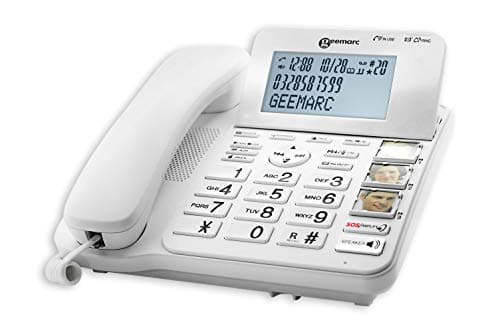 Image of Geemarc CL595 - Amplified Corded Telephone with Answering Machine, Talking Keypad, Large Buttons and SOS Function for Seniors - Medium to Severe Hearing Loss - Hearing Aid Compatible - UK version