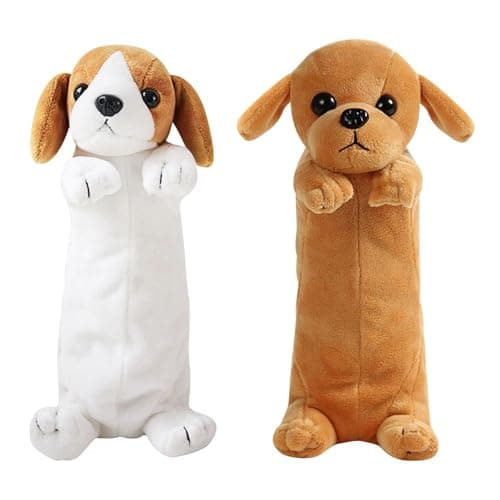 Image of MEMOFYND 2 Pieces Dog Pencil Bag, Cute Cartoon Animal Storage Bag, Multi-Function Stationery Bag, Creative Plush Pencil Bag, Children's Gift Stationery Box