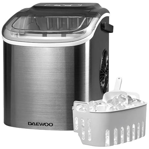 Image of Daewoo 12KG Ice Maker Portable With Handle, 9 Bullet Cubes In 6 Minutes With 2 Size Options, 12KG In 24Hrs, Self-Cleaning, Scoop And Ice Basket Included, For Bar, Home, Office