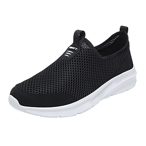 Image of Generisch Fashion Summer Men's Trainers Breathable Mesh Flat Lace Casual Shoes, White, 12.5 UK