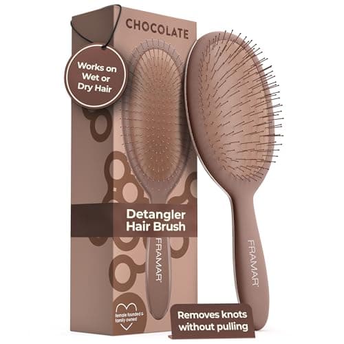 Image of FRAMAR Hair Brush Detangler – Wet Detangle Hair Brush For Girls & Kids, Wet Detangler Brush – Chocolate