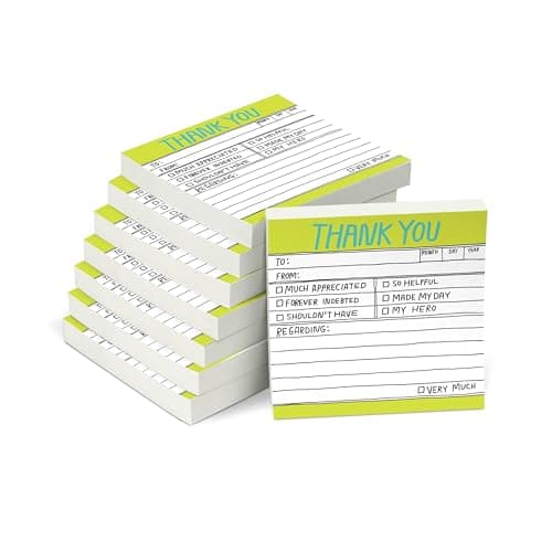 Image of 8-Pack Knock Knock Thank You Hand-Lettered Sticky Notes, Thank You Notes, 3 x 3-inches, 100 Sheets Each