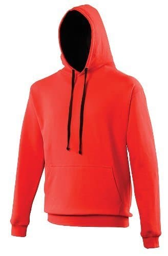 Image of Just Hoods AWDis Varsity Contrast Hoodie Fire Red / Jet Black S