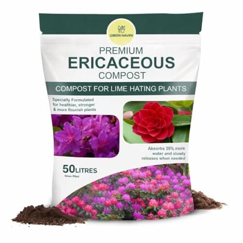 Image of Green Haven Growmoor Premium Ericaceous Compost 50L for Acid Loving Plants - Acidic Plant Compost, Ericaceous Soil for Plants Rhododendrons, Azaleas, Camellias