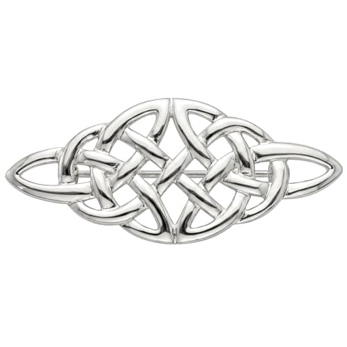Image of Alexander Castle 925 Sterling Silver Celtic Brooch for Women - Ladies Brooch Pin with Jewellery Gift Box - 48mm x 18mm
