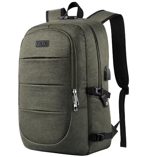 Image of VSNOON Anti-Theft Laptop Backpack, 15.6-17.3 inch Business Laptop Rucksack Bag with USB Charging Port & Lock, Water Resistant Travel Backpack Computer Bag for Women Men,Green