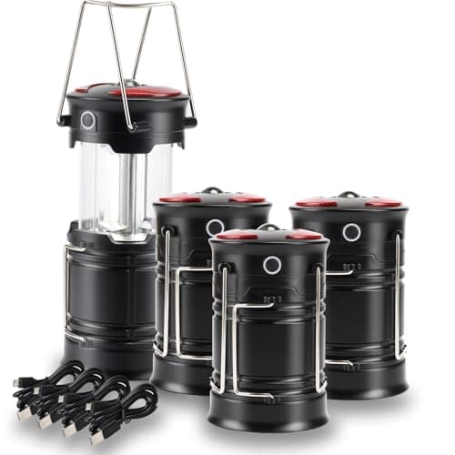 Image of Lichamp 4 Pack LED Camping Lanterns, Rechargeable Lantern Flashlight COB Camp Light for Power Outages, Camping Supplies and Home Hurricane Supplies, E4BK