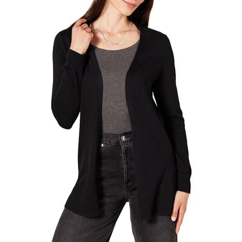 Image of Amazon Essentials Women's Lightweight Long Open-Front Cardigan (Available in Plus Size), Black, M