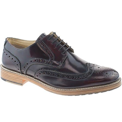 Image of Roamers Hi Shine Oxblood Real Leather 5 Eyelet Wing capped Gibson Brogue Mens Shoes Size 11