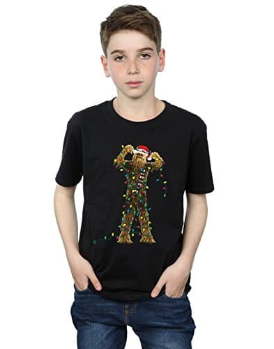 Image of Star Wars Boys Chewbacca Christmas Lights T-Shirt 12-13 Years Black