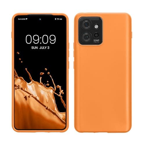 Image of kwmobile Case for Motorola ThinkPhone Case - Soft Cover - Shockproof TPU Material - Wireless Charging - Fruity Orange