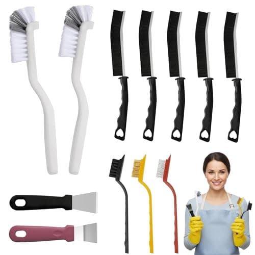 Image of Crevice Cleaning Brush, Cleaning Brushes for Small Spaces, 12 pcs Hard Bristle Grout Brush Set, Multifunctional Cleaning Tools Suitable for Bathroom Tile Grooves Kitchen Tile