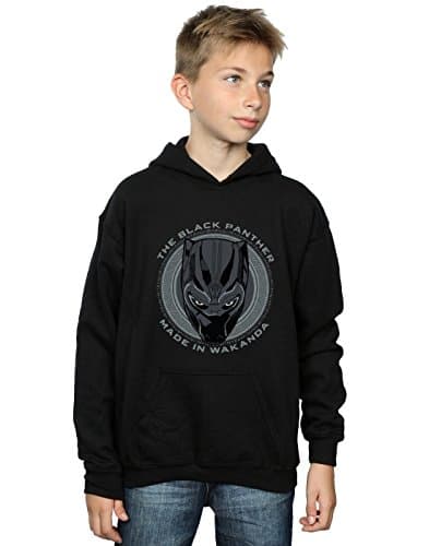Image of Marvel Boys Black Panther Made in Wakanda Hoodie Black 9-11 Years