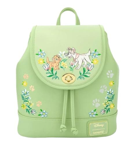 Image of Loungefly Backpacks Oliver and Company Floral Mini Backpack Green