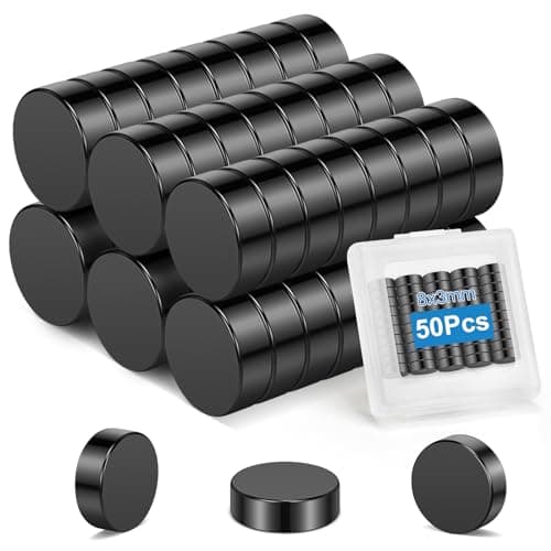 Image of Wzone 50PCS Black Small Magnets, 8mm x 3mm Round Strong Fridge Magnets Mini Neodymium Magnets for Fridge DIY Picture Office School Home Kitchen Whiteboard