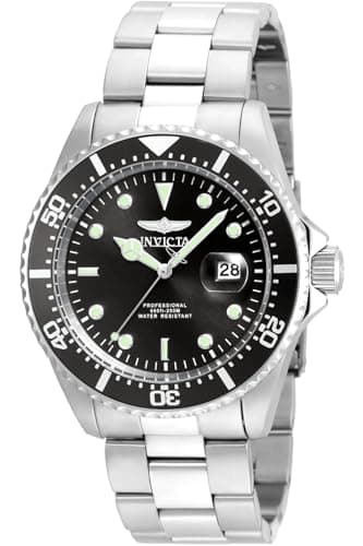 Image of Invicta Pro Diver 22047 Men's Watch - Waterproof - Analogue - Quartz Movement - stainless steel with black dial - 43mm
