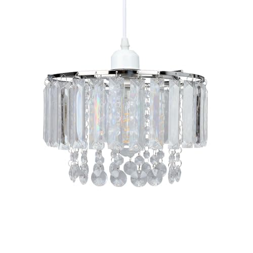 Image of JIAHUA Modern 2 Tier Ceiling Pendant Light Shade with Clear Acrylic Jewel Effect Droplets，Non Electric Chrome Chandelier Light Shade-92401