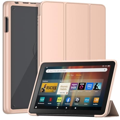 Image of Smart Case for 8inch Tablets, Not work for Onn Nokia 8 inch, Mansiruyi Slim Light Trifold Stand Case with Auto Sleep/Wake - Rose Gold