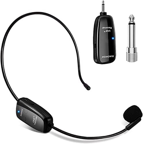 Image of XIAOKOA Wireless Microphone Headset, UHF Head Microphones, USB-C Charging, 160ft Range, Mic for Tour Guide, Teaching, Speech, Fitness Instructor, Dance Instructors