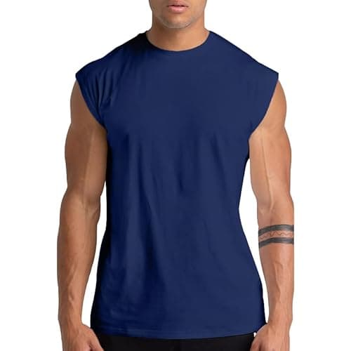 Image of 1 Pack Men's Gym Tank Tops Workout Sleeveless T-Shirts Athletic Muscle Tank Training Bodybuilding Tee Shirts 13 Navy-XL