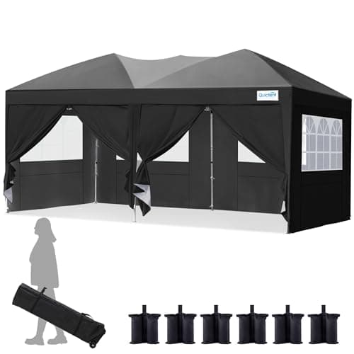 Image of Quictent 3x6m Pop Up Gazebo with Church Window Sides, Adjustable Height Event Shelter, Waterproof Canopy Tent for Garden Party, Camping, Black