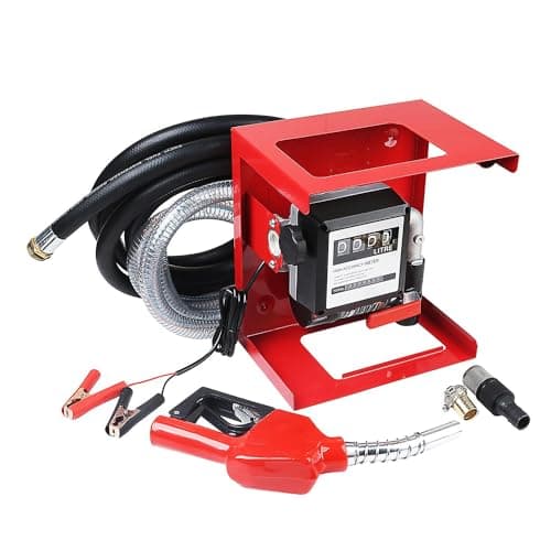 Image of KATSU Diesel Transfer Pump Kit 260W 12V Self Priming Fuel Kerosene Oil Fluid Extractor with Dispenser Gun, Flow Meter and Hose, for Tractors Caravan Trucks Construction Machinery