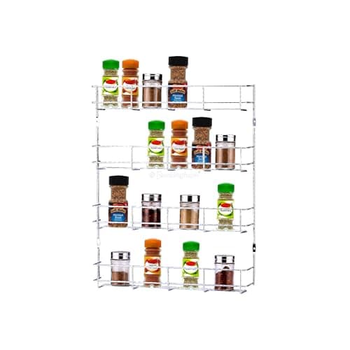 Image of Buckingham 4 Tier Spice and Herb Rack Premium Quality Heavy-Duty Chrome Wall Mounted Kitchen Cupboard Storage Organiser 38.5 Cm (Tier 4)
